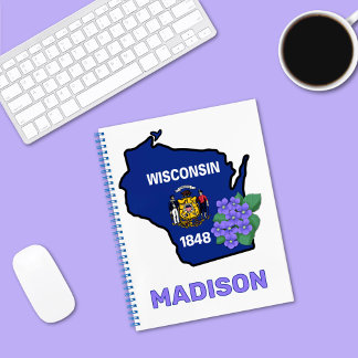 Wisconsin State Flag & Blume Common Blue Violet Notizblock
