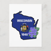 Wisconsin State Flag & Blume Common Blue Violet Postkarte (Vorderseite)