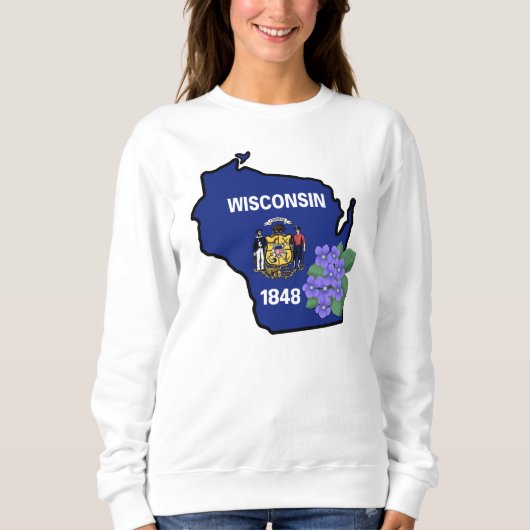 Wisconsin State Flag & Blume Common Blue Violet Sweatshirt (Vorderseite)