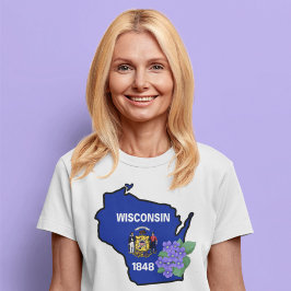 Wisconsin State Flag & Blume Common Blue Violet T-Shirt