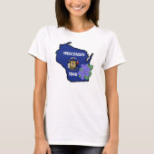 Wisconsin State Flag & Blume Common Blue Violet T-Shirt (Vorderseite)
