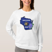 Wisconsin State Flag & Blume Common Blue Violet T-Shirt (Vorderseite)