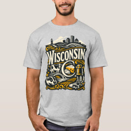Wisconsin State Heritage Dairy Badger Art T-Shirt