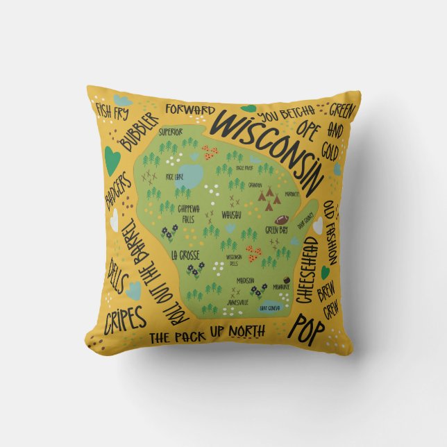 Wisconsin Thema Pillow Kissen (Vorderseite)