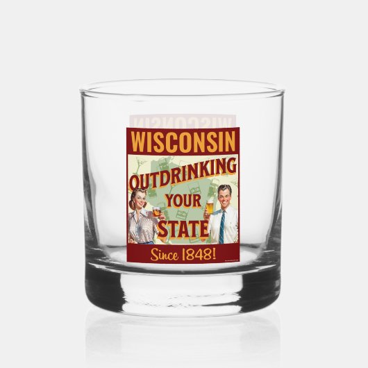 Wisconsin übertrinkt Ihren Staat seit 1848 Whiskyglas (Rückseite)
