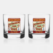 Wisconsin übertrinkt Ihren Staat seit 1848 Whiskyglas (Rückseite)