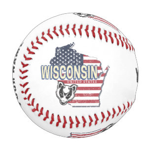 Wisconsin United Staaten Staat Map Vintag USA Baseball
