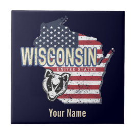 Wisconsin United Staaten Staat Map Vintag USA Fliese