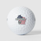 Wisconsin United Staaten Staat Map Vintag USA Golfball (Vorderseite)