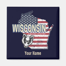 Wisconsin United Staaten Staat Map Vintag USA Magnet