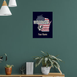 Wisconsin United Staaten Staat Map Vintag USA Poster