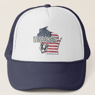 Wisconsin United Staaten Staat Map Vintag USA Truckerkappe