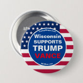 Wisconsin UNTERSTÜTZT TRUMP VANCE Button (Vorne & Hinten)