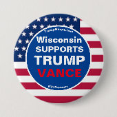 Wisconsin UNTERSTÜTZT TRUMP VANCE Button (Vorderseite)