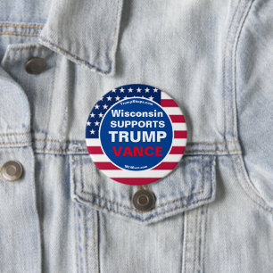 Wisconsin UNTERSTÜTZT TRUMP VANCE Button