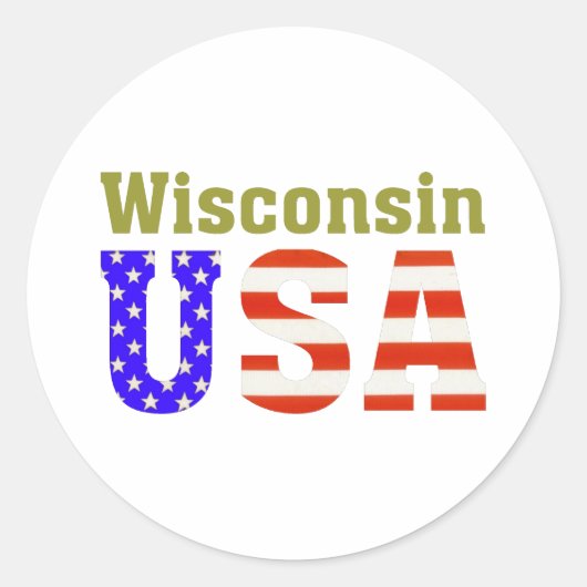 Wisconsin USA! Runder Aufkleber (Vorderseite)