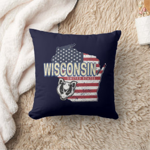 Wisconsin Vereinigte Staaten Staatenkarte Vintage Kissen