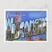 Wisconsin Vintag Big Letters Postcard Postkarte (Vorderseite)