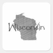 Wisconsin Vintag Grau Line Texturierte Tafel Quadratischer Aufkleber (Vorderseite)