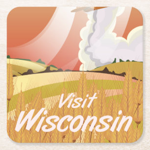 Wisconsin Vintage-Reiseposter Rechteckiger Pappuntersetzer