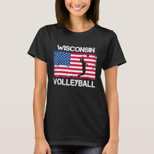 Wisconsin Volleyball Team American Flag Gif T-Shirt