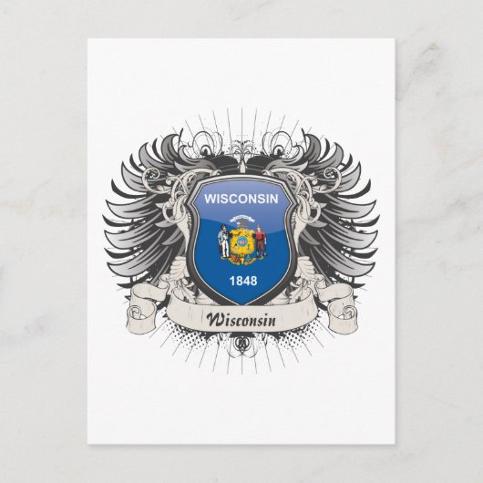 Wisconsin Wappen Postkarte (Vorderseite)