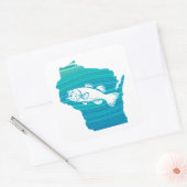 Wisconsin Wave Fishing Quadratischer Aufkleber (Umschlag)