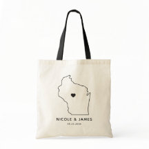 Wisconsin Wedding Welcome Bag Tasche, Black Map
