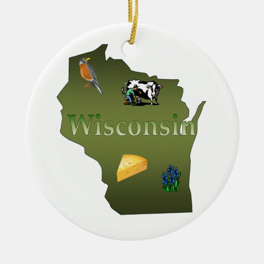 Wisconsin-Weihnachtsbaum-Verzierung Keramik Ornament (Vorne)