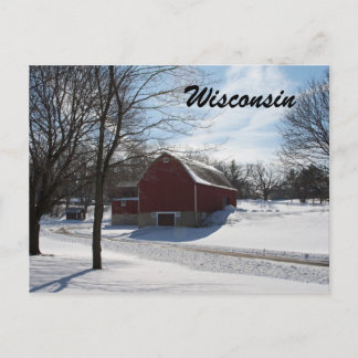 Wisconsin Winter Barn Postcard Postkarte
