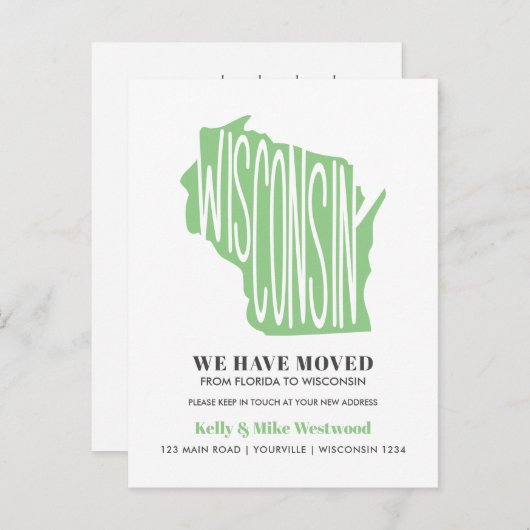 WISCONSIN Wir haben neue Adresse New Zuhause Postc Postkarte (Vorne/Hinten)