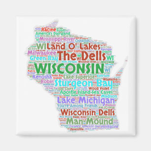 Wisconsin-Wort-Wolke Magnet