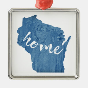 Wisconsin Zuhause Holzmaserung Ornament Aus Metall