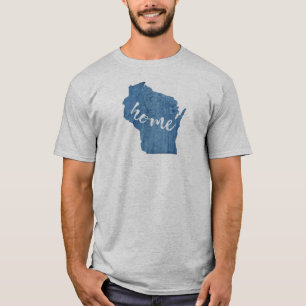 Wisconsin Zuhause Holzmaserung T-Shirt