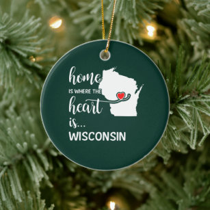 Wisconsin Zuhause ist das Herz Keramik Ornament