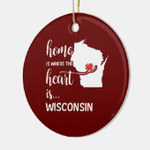 Wisconsin Zuhause ist das Herz Keramik Ornament (Links)