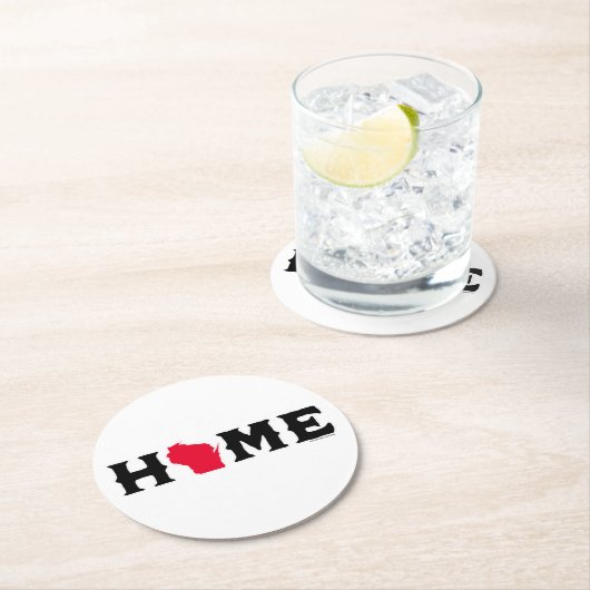 Wisconsin Zuhause Runder Pappuntersetzer (Vor Ort)