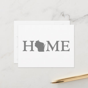 Wisconsin Zuhause Staat Shaped Letter Gray Word Ar Postkarte