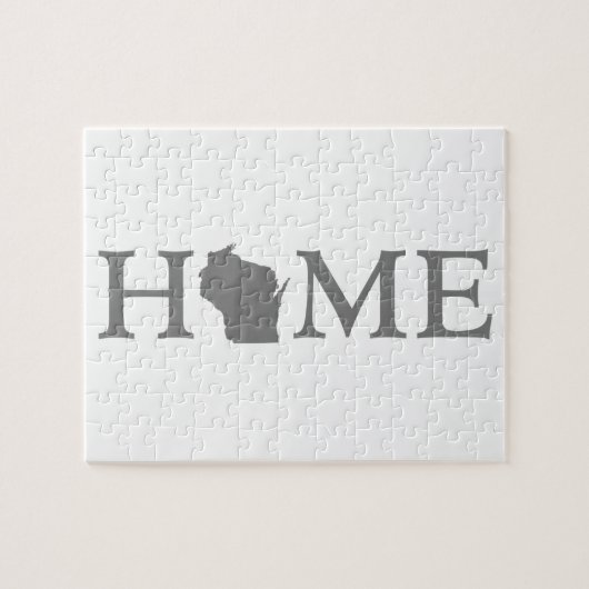 Wisconsin Zuhause Staat Shaped Letter Gray Word Ar Puzzle (Horizontal)
