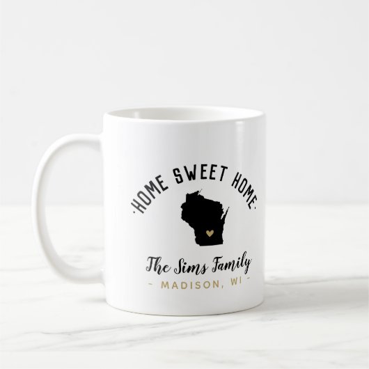 Wisconsin Zuhause Sweet Zuhause Family Monogram Ta Kaffeetasse (Links)
