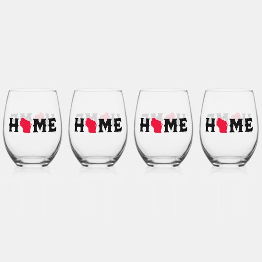 Wisconsin Zuhause Weinglas Ohne Stiel (Vorderseite)