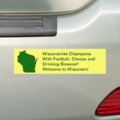 Wisconsinite Champions Football, Käse und Bier Autoaufkleber (Auf Auto)
