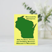 Wisconsinite Champions Football, Käse und Bier Postkarte (Stehend Vorderseite)