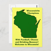 Wisconsinite Champions Football, Käse und Bier Postkarte (Vorne/Hinten)