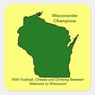 Wisconsinite Champions Football, Käse und Bier Quadratischer Aufkleber