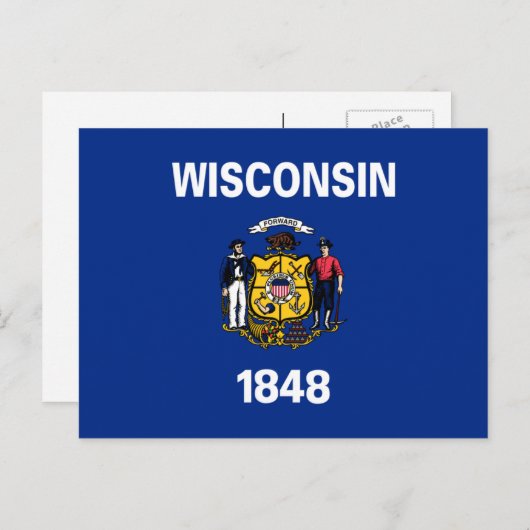 Wisconsinite Flag, Fahne von Wisconsin Postkarte (Vorne/Hinten)
