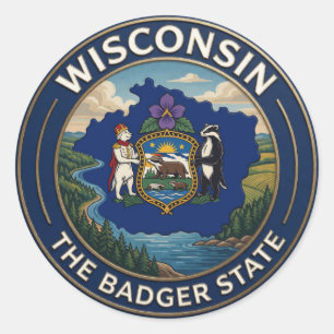 Wisconsins Erbe der Großen Seen und der Charme des Runder Aufkleber