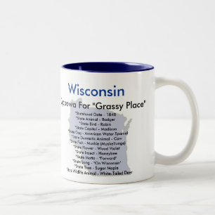 Wisconsinsymbole u. -karte zweifarbige tasse