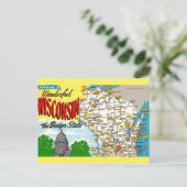Wisconsit Staat Map Postkarte (Stehend Vorderseite)