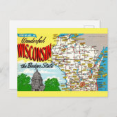 Wisconsit Staat Map Postkarte (Vorne/Hinten)